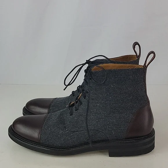 TAFT The Jack Cap Toe Boot In Grey/Oxblood Wool/Leather Men's - Picture 6 of 16